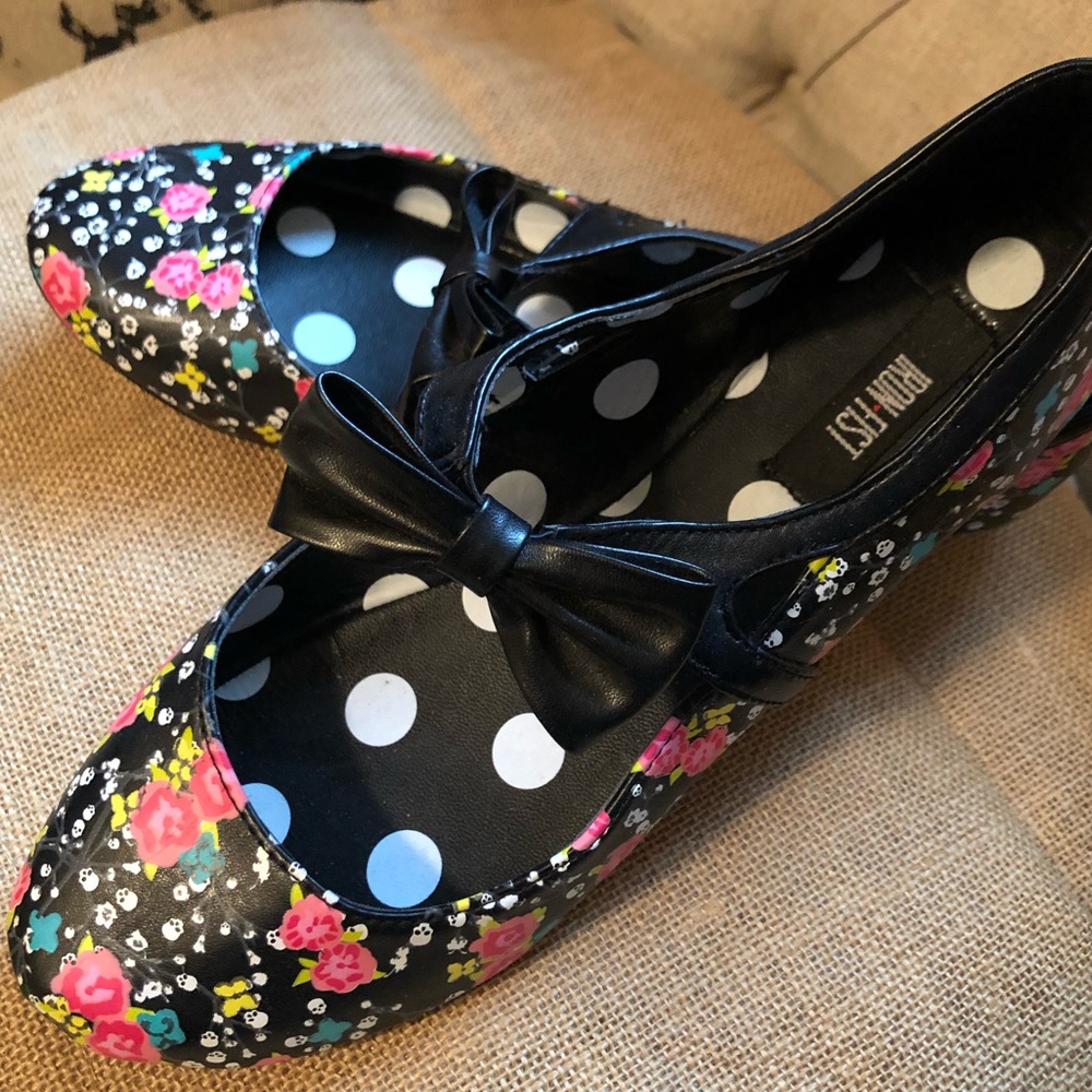 Iron Fist BowTie Flats with Skulls and Roses
